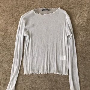 Silvery sparkle crop top sheer long sleeve